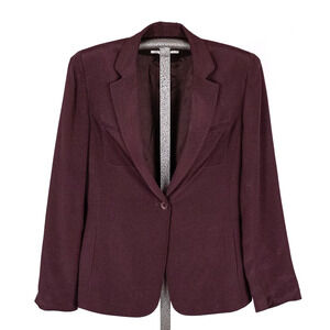 Jones Wear Women's Maroon Silk Blazer Size 8 Classic Career Capsule Suit Jacket